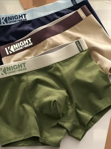 Men’s Cotton Boxer Briefs (3pcs) _ Breathable & Sweat-Absorbing