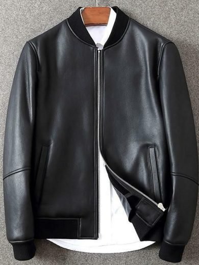 Stunning Black Leather Jacket Men Flight_Bomber Pure Lambskin Size S M L XL XXL Customize 2024