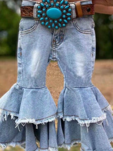 Girls Stylish Denim Bell Bottom Jeans