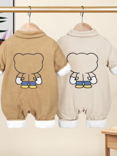 Baby Winter Romper with Teddy Print