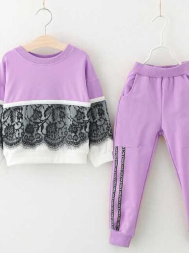 Girls Stylish Sweatshirt & Jogger Set