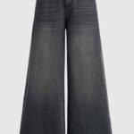 Black Wide-Leg Denim Jeans" or "Dark Wash Palazzo Jeans"  Description: