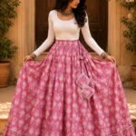 Pink Floral Printed Ethnic Skirt